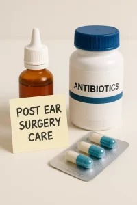 pain medicines, antibiotics and ear drops after ear surgery