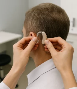 BTE type hearing aid fitting at vashi clinic 
